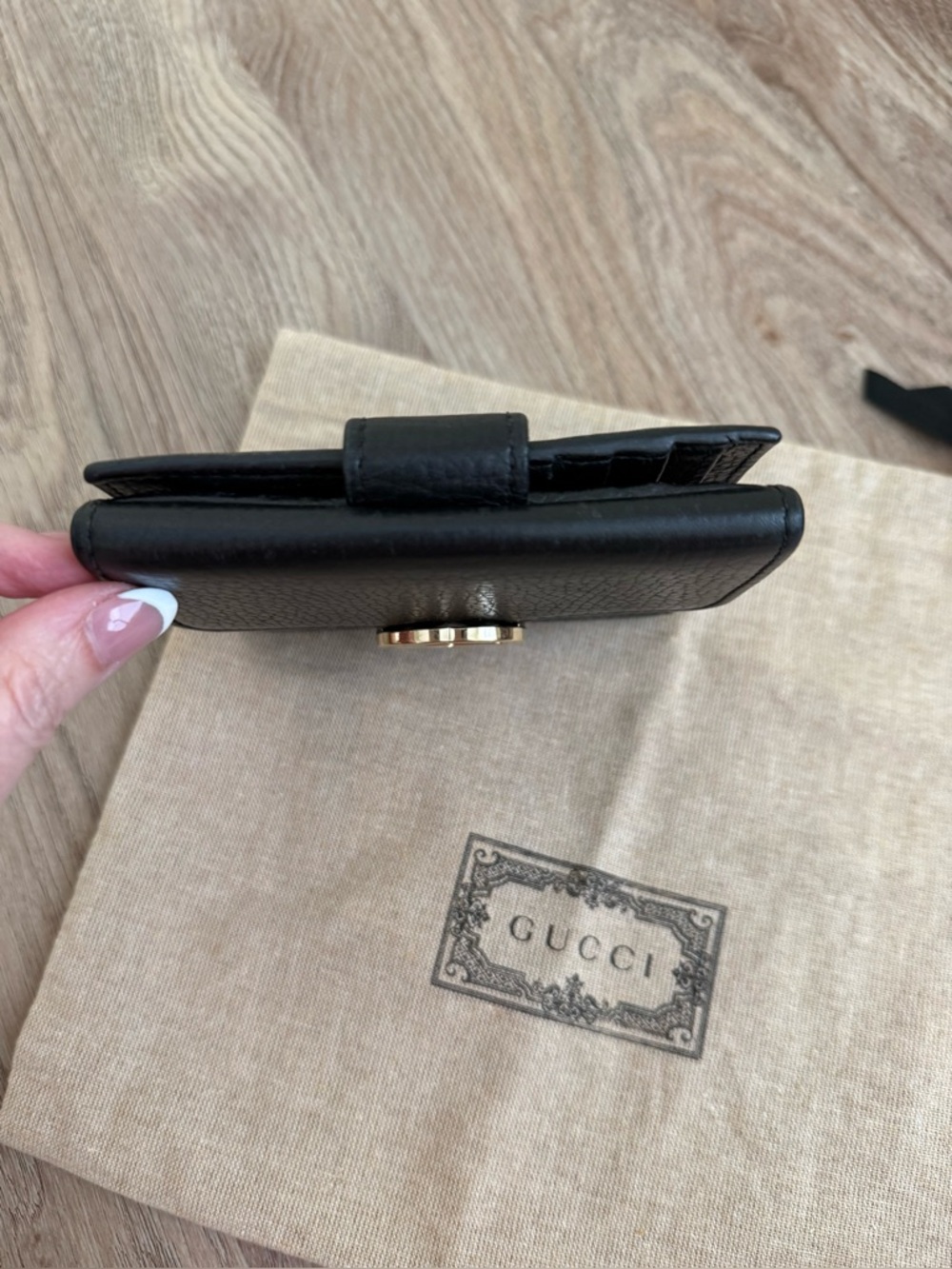 GUCCI Dollar Calfskin Interlocking G French Wallet in Black - Picture 5 of 14